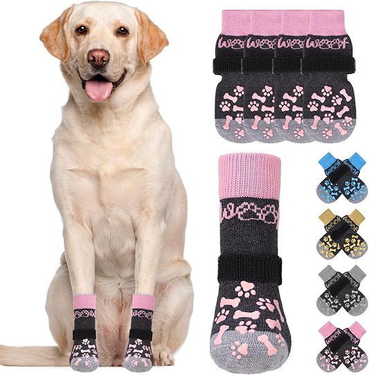 KOOLTAIL Dog Socks for Hot/Cold Pavement to Prevent Licking Paws,Dog Boots&Paw Protector for Hardwood Floors Anti Slip,Traction Control No Twist Grip Booties for Small Medium Large Senior Dogs XL