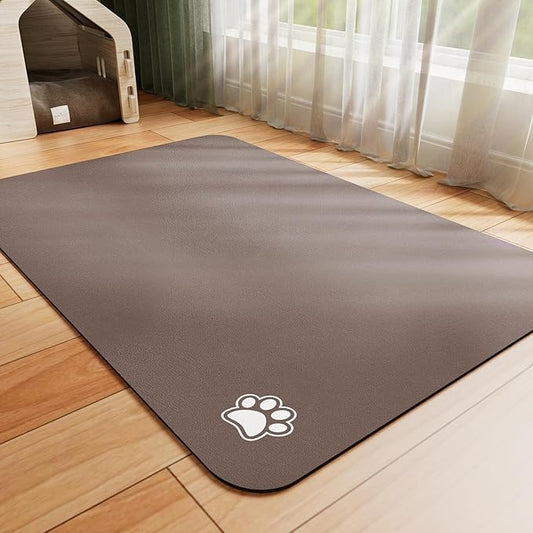 Pet Feeding Mat - Absorbent Dog Mat for Food and Water, No Stains Cat Bowl Mat, Easy to Clean Pet Placemats, Quick Dry Dog Water Dispenser Mat for Messy Drinkers | Paw Brown 12"x 19"