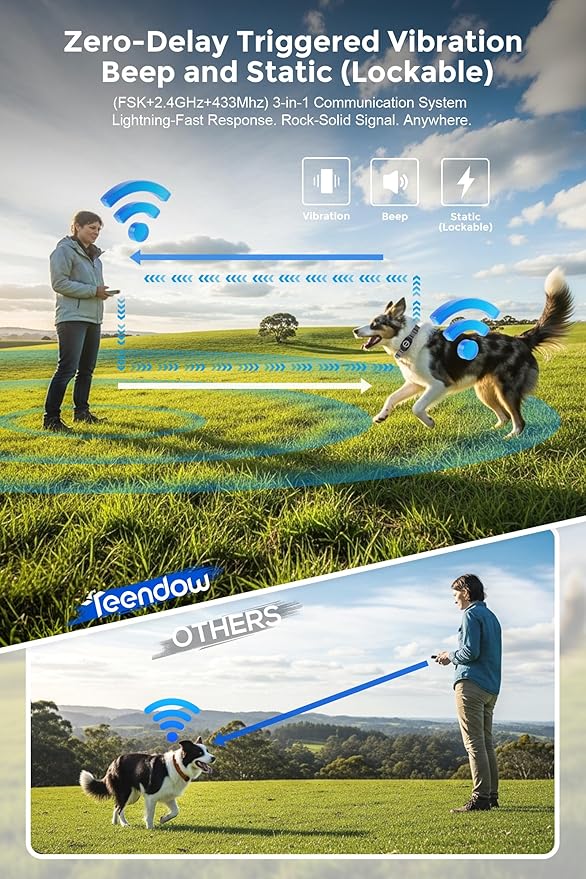 T800 Pro Wireless Dog Fence for 2 Dogs Zero Delay Response Electric Fence for 2 Dogs, Perimeter Pet Collar with Training & Bark Control, Safety-Lock HD Display Rechargeable Waterproof Portable