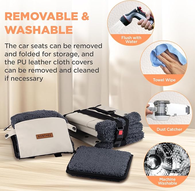 Center Console Dog Car Seat for Small Dogs,PU Leather Small Dog Car Booster Seat,Washable Foldable Puppy Car Seat with Safe Protection Hooks Adjustable Straps and Storage Pocket Pet Up to 15lbs