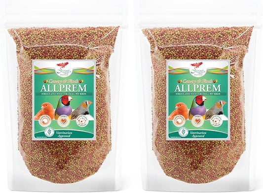 Scenic Allprem Canary and Finch Bird Food | Formulated Diet | Apple and Corn Flavor (2 lb (Pack of 2))