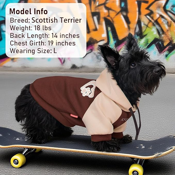 KYEESE Dog Hoodie Stretchy Dog Clothes for Small Dogs Dogs Winter Coat for Cold Weather Cat Coat with Leash Hole Soft Pet Sweatshirt with Drawstring Comfort Cat Sweater Warm Pet Clothes