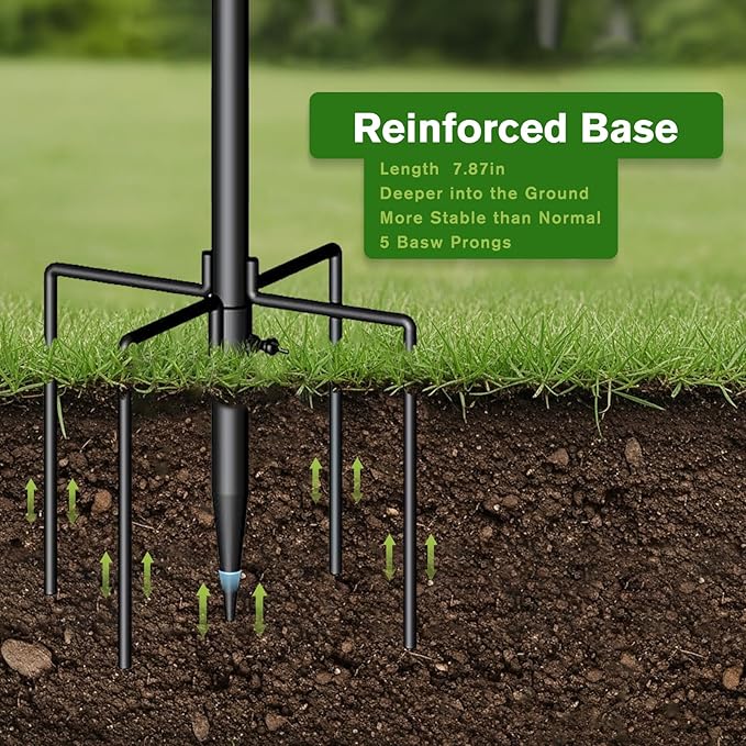 Bird Feeder Pole, 75 Inch 5 Hooks Heavy-Duty Feeder and Water Dispenser Shepherd, Bird Feeding Station with Ground Stake for Outdoors Shepherd Hook