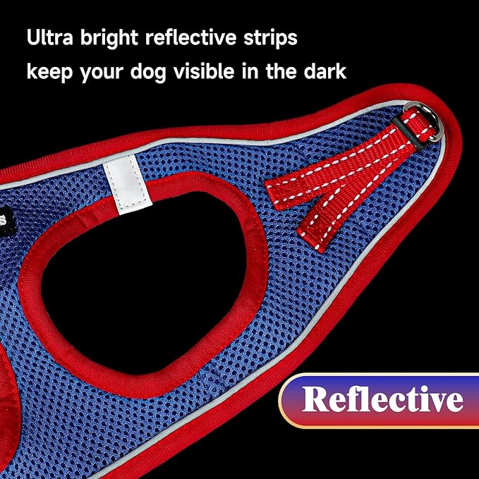 YIMEIS Dog Harness and Leash Set, No Pull Soft Mesh Pet Harness, Reflective Adjustable Puppy Vest for Small Medium Large Dogs, Cats (Red & Blue, Small (Pack of 1)