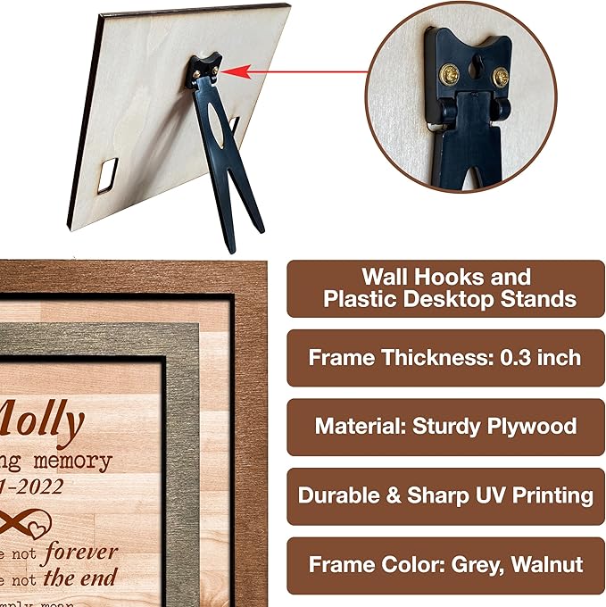 Customized Dog Collar Frame Memorial Pet Loss Sign - Best Dog Ever Gifts from Daughter Son Sympathy Gifts Pawprints Pet Decorations Hanging Wall Art Decor - Natural Memory Desk