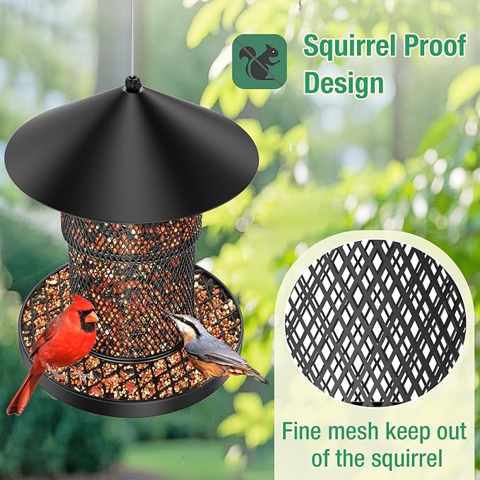 Bird Feeder for Outdoor Hanging, Heavy Duty Metal Bird Feeders for Outside Hanging, Large Capacity Birdfeeder to Attracting Birds