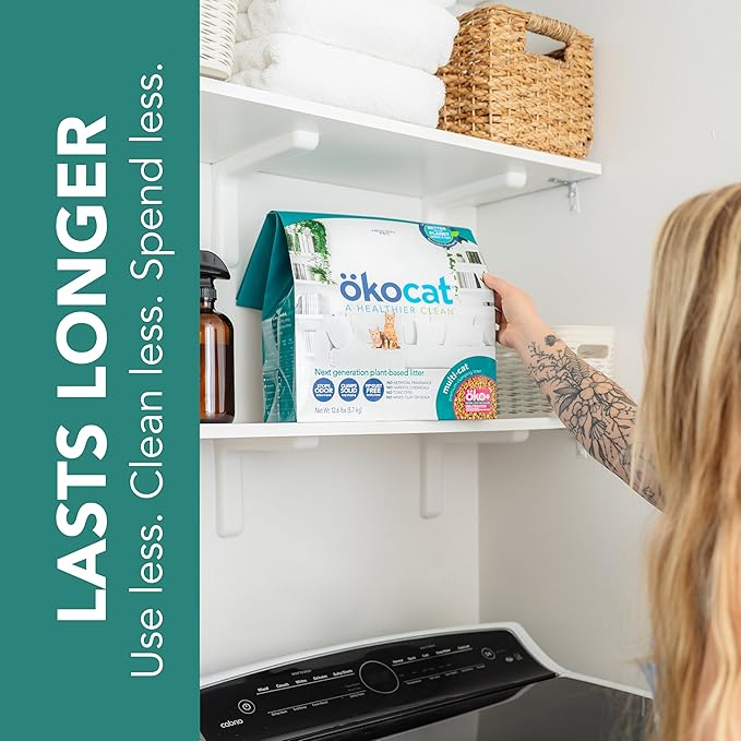 ökocat Multi-Cat Wood Clumping Cat Litter, Unscented, 12.6 pounds - Natural Ingredients, Obliterates Odors with Natural Odor Neutralizer, Clumps Solid, 99% Dust Free, Great for Multiple Cats