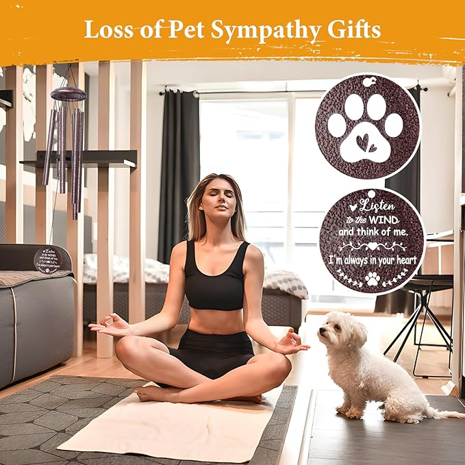 Pet Memorial Gifts for Loss of Dog, 25 inch pet Memorial Wind Chimes, Loss of Dogs Sympathy Gift, Dog Remembrance Gift, Bereavement Gifts Dogs, in Memory of Pets Wind Chimes for Outside Garden