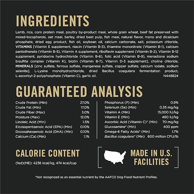 Purina Pro Plan High Protein Dog Food, Small Bites, SPORT 27/17 Lamb and Rice Formula - 37.5 lb. Bag