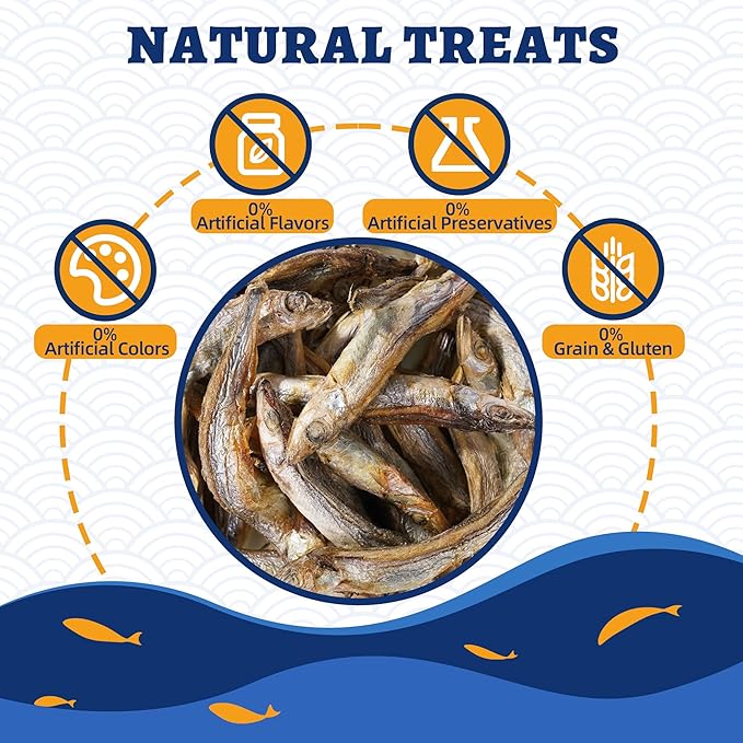 Just Try 10.58 oz Freeze Dried Dog Treats Capelin Fish Raw Single Ingredient Cat Treats High Protein Training Treats Pet Snacks Omega 3 for Skin Coat Health