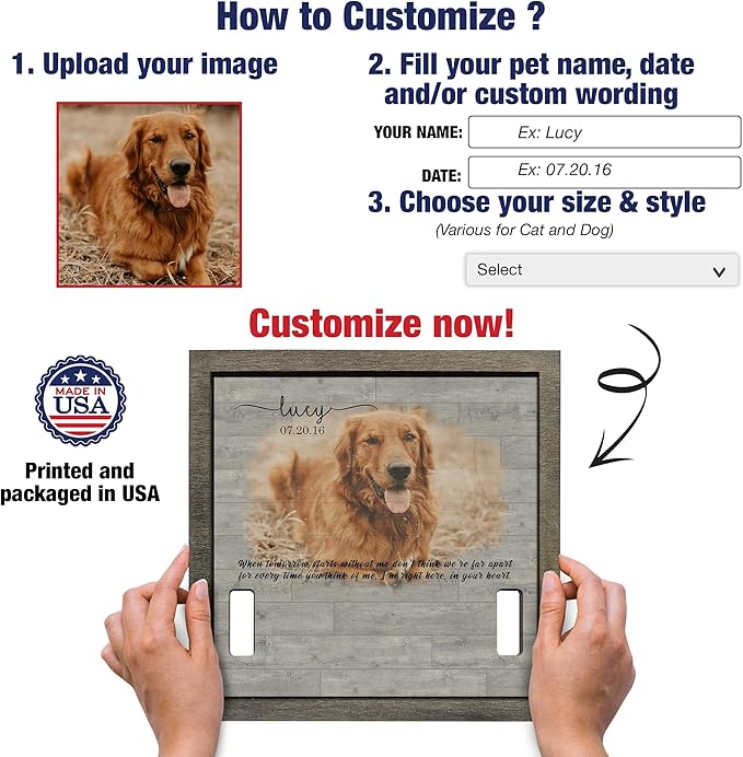 Personalized Dog Collar Frame Memorial Pet Loss Sign for Dog Lovers Collar Keepsake Picture Frame Remembrance Dogs Best Gifts With Heartfelt Sentimental Quote For Someone Who Lost A Pet Cats