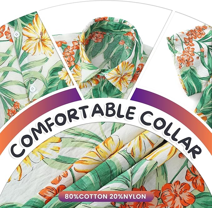 Hawaii Dog Shirt, Pet Summer T-Shirts Dog Style Floral Breathable Cool Clothes Hawaiian Shirts for Small Dogs and Cats Owner and Pet Shirts are Sold Separately