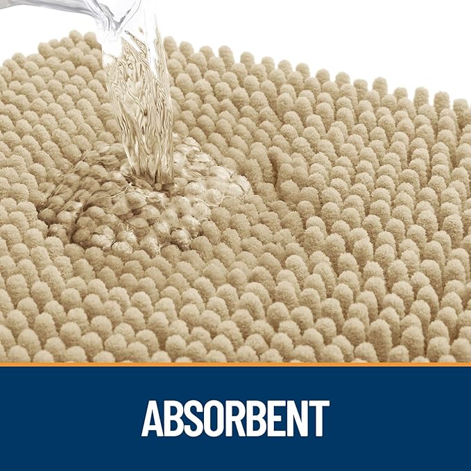 OLANLY Dog Door Mat Set 4-Piece 24x16, Absorbs Moisture and Dirt, Absorbent Non-Slip Washable Doormat, Quick Dry Chenille Mud Mat for Dogs, Entry Indoor Entryway Carpet for Inside Floor, Beige