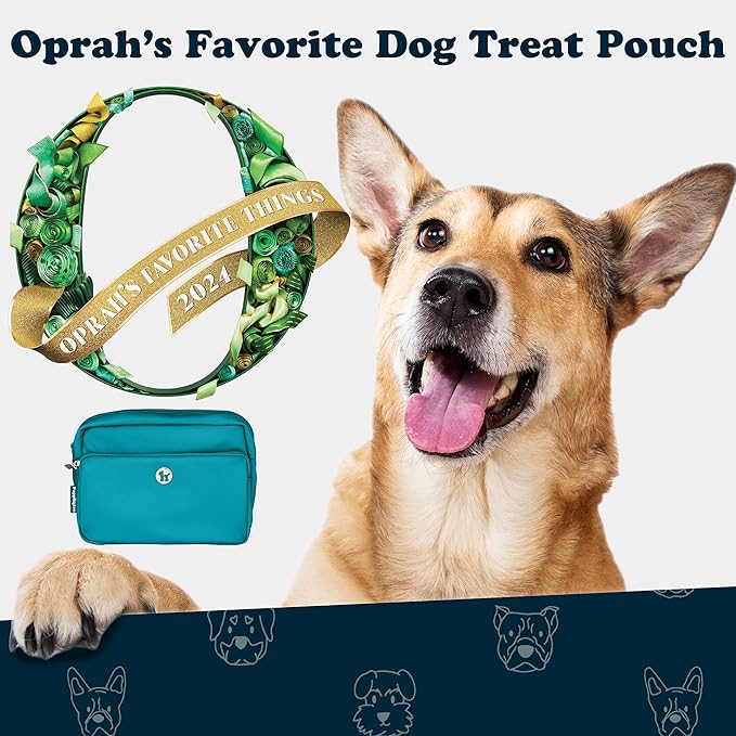 Puppington 3-in-1 Crossbody Dog Walking Bag & Treat Pouch with Matching Planet Safe Poop Bags & Built-In Dispenser - Dog Mom Gift for Puppy Training with Zippered Pockets (Lagoon Teal)