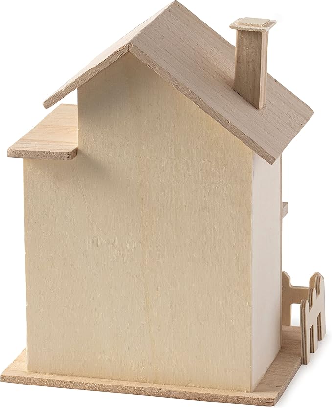 8.5" Wooden Two-Story Cottage Birdhouse by Make Market - Unfinished Hanging Birdhouse Made of 100% Wood, Outdoor Nesting Boxes - 1 Pack