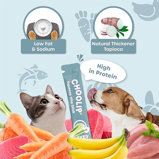 Choolip 2-Pack | Squeeze Vita Stick Lickable Treats for Dogs & Cats. 7 Eye Health Sticks with Essential multivitamins. Soft and Tasty Paste for All Life Stages, Supporting Eyes Health