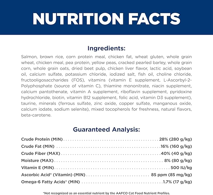 Hill's Science Diet Adult 1-6, Adult 1-6 Premium Nutrition, Dry Cat Food, Salmon & Brown Rice, 3.5 lb Bag