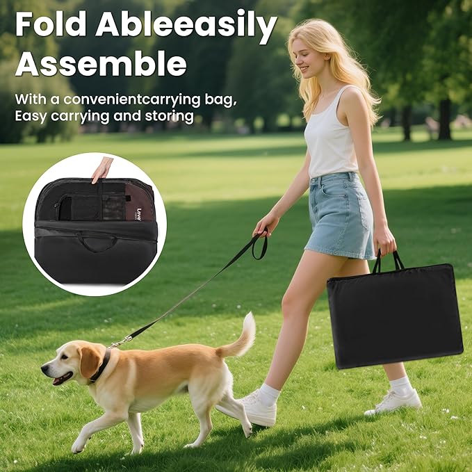 Love's cabin Pet Puppy Dog Playpen, Medium Dog Tent Crates Cage Indoor/Outdoor, Portable Playpen for Cat, Foldable Pop Up Dog Kennel Playpen with Carring Case, Removable Zipper Top, Brown