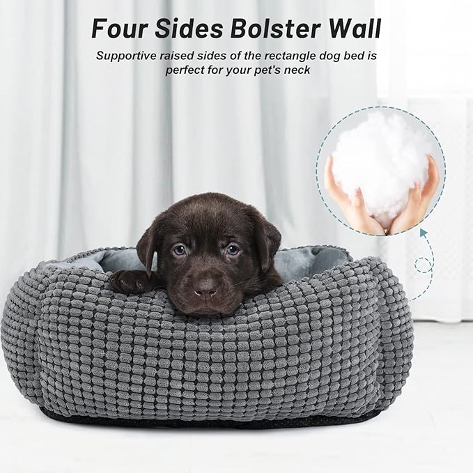 MIXJOY Dog Bed for Large, Medium, Small Dogs - Rectangle, Washable, Orthopedic, Soft Cat Beds - Anti-Slip Bottom, Multiple Sizes (35'', Grey)