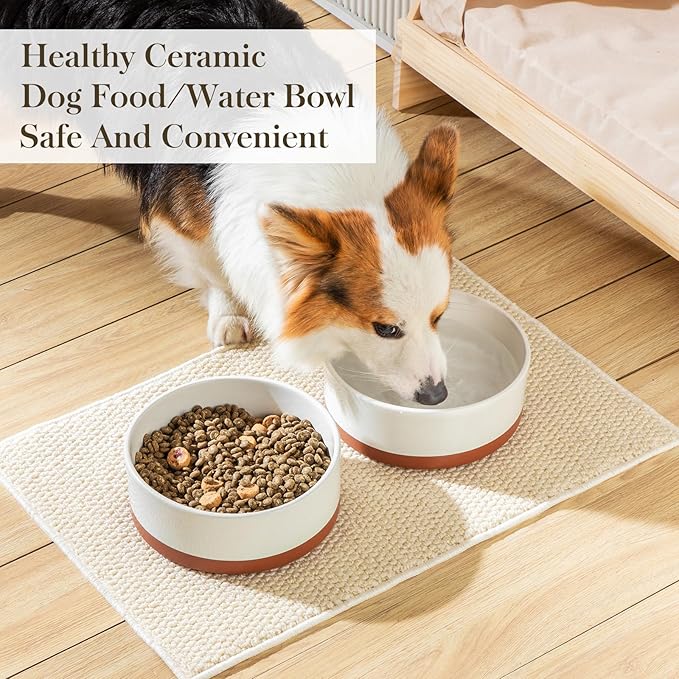 MALACASA Dog Bowls, Ceramic Dog Food and Water Bowls for Large Size Dogs, 6 Cups Capacity Pet Bowl for Large Dogs.1-Pack (L-6 Cups)