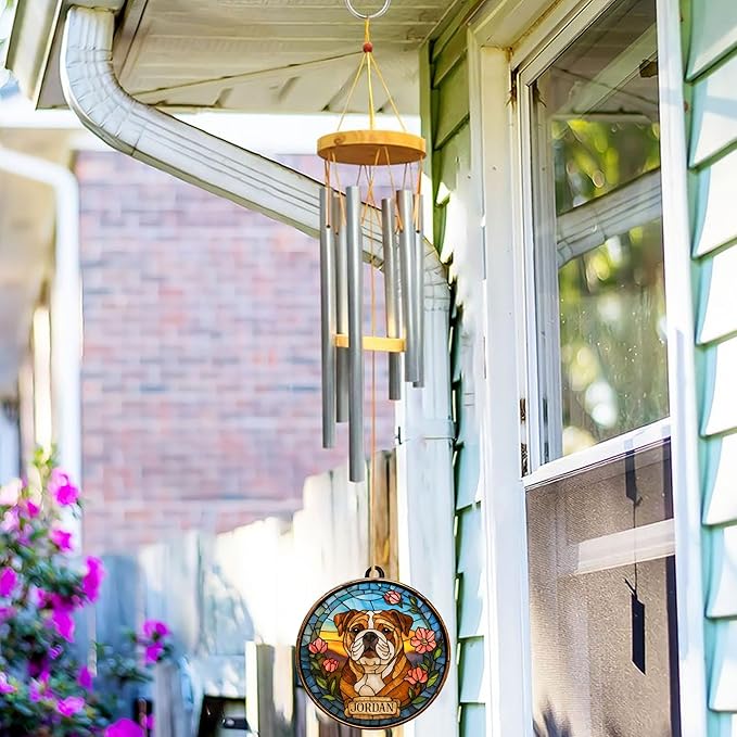 Personalized Hand Dog Wind Chimes Sun Catcher, Dog Memorial Winds Chime, Pet Loss Wind Chimes Sun Catcher, Gifts for Dogs Lovers, Sympathy Pet Winds Chime 3