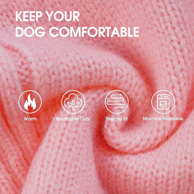 IECOii XXL Dog Sweater,Thermal Knit Big Dog Sweater with Sleeve,Pet Turtleneck Doggy Sweatshirt for Extra Large Dogs Boy Girl,Stretchy Large Dogs Cold Weather Outfit Pitbull Clothes,(Pink,XXL)