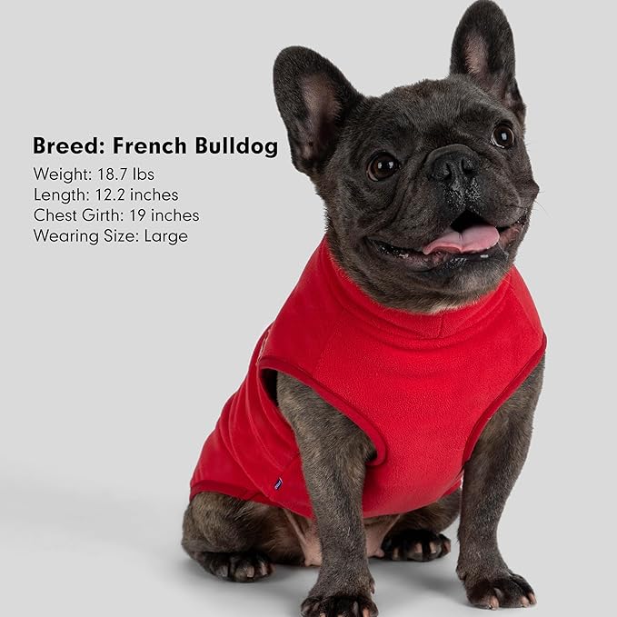 cyeollo Fleece Dog Sweater, Turtleneck Dog Sweatshirt Stretchy Pullover Fleece Vest Warm Winter Fall Clothes for Small Dogs Boy Girl Pet Apparel, Red L