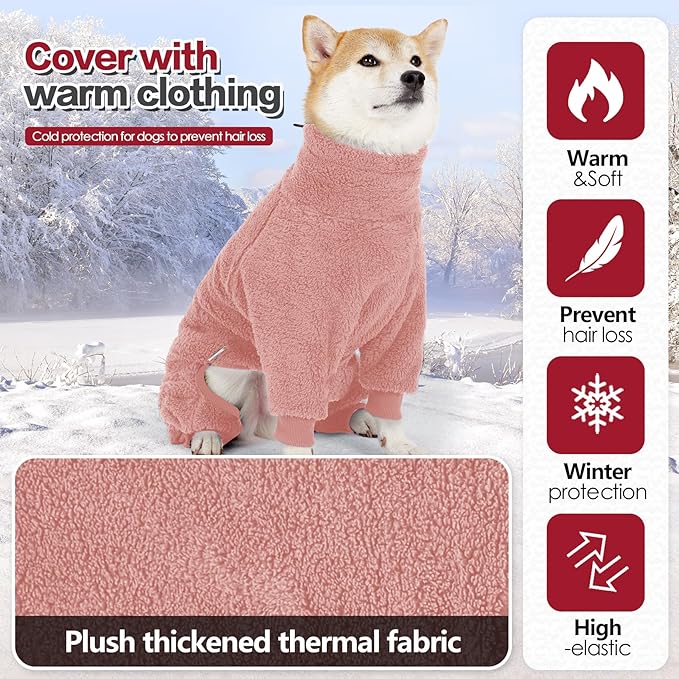 Dog Winter Coat for Small Medium Large Dog for Run Walk Sleep Warm Fleece Pet Sweater & Windproof Pajamas Snow Jacket XS Pink
