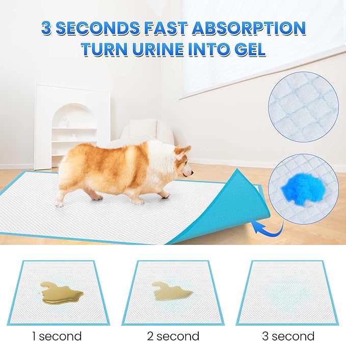 Boscute Thicken 6 Layers Heavy Absorbent XL 36"x24" Pet Training Dog Pee Pads, Extra Large Polymer Leak-Proof Quick Dry Puppy Pee Pads, Disposable Pee Pads for Dogs Cats Rabbit, 150 Counts