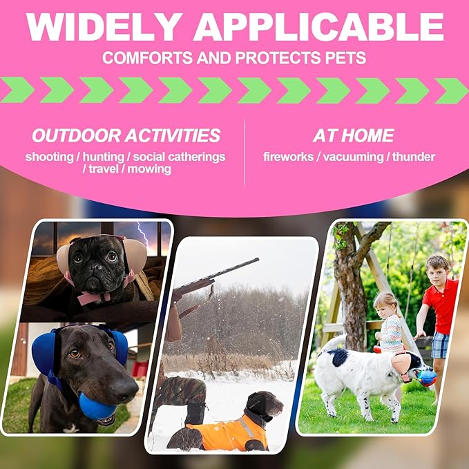 PROHEAR Dog Ear Muffs Hearing Protection for Dogs, NRR 28dB Noise Cancelling Headphones, Easy to Adjust Dog Hearing Protection Earmuffs for Thunder, Hunting, Tourism, Cars, Racing, Medium, Pink