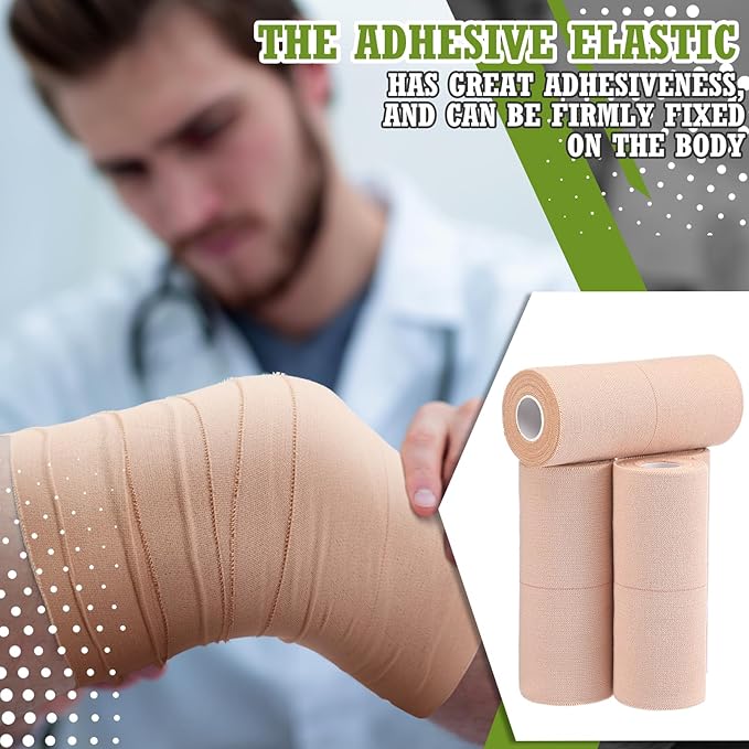 Tondiamo 8 Rolls Elastic Adhesive Bandage Tape Medical Bandage Wrap Athletic Sports Tape Flexible Stretch Skin Bandages Strips for Ankle, Knee, Wrist Sprains Animal Pets(6 Inch X 5 Yard)