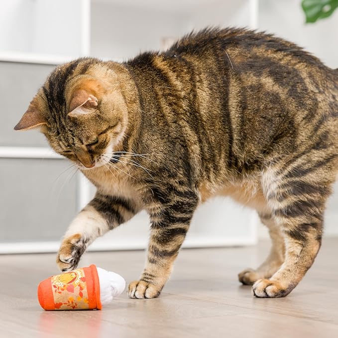 Huxley & Kent Plush Cat Toy - Fall Interactive Catnip Toy for Cats & Kittens - Soft with Crinkle & Catnip - Fun Indoor Play - Meowww Spice Latte