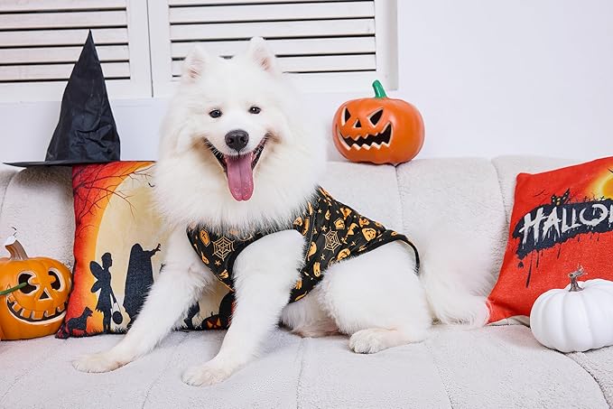 Aiboria Winter Dog Coat Windproof Fleece Jacket with Chest Strap Dog Vest Harness Halloween Black M