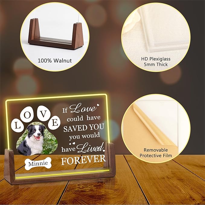 Custom Pet Memorial Gifts for Dogs, Customized Pet Memorial Night Light, Dog Memorial Gifts for Loss of Dog, Pet Loss Sympathy Gift, Christmas Birthday Gifts, Dog Bereavement Gifts