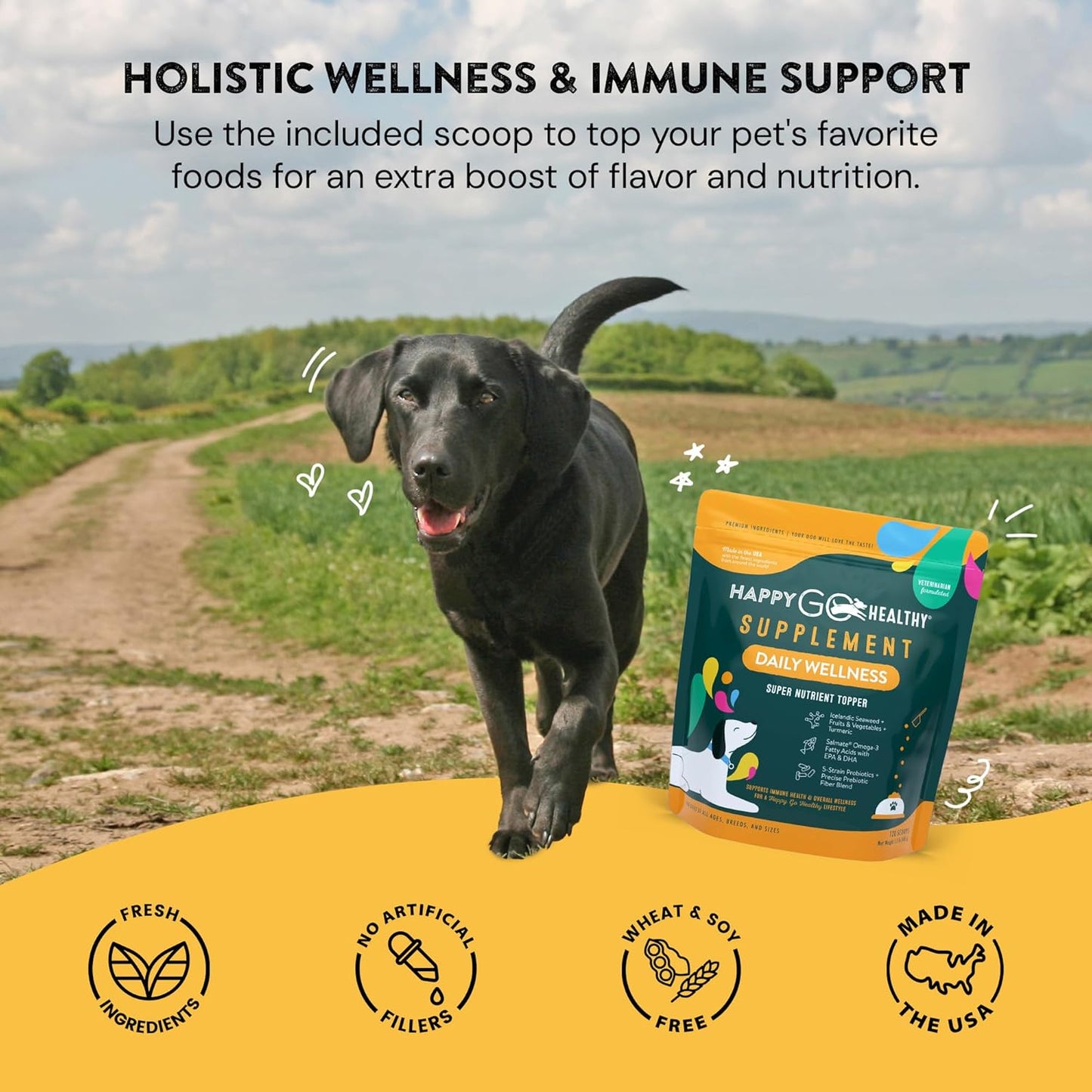 Daily Wellness Supplements for Dogs | Probiotic & Prebiotic Benefits with Fish Oil & Seaweed to Keep Your Dog Beaming All Day Long | All Breeds and Sizes | 120 Count
