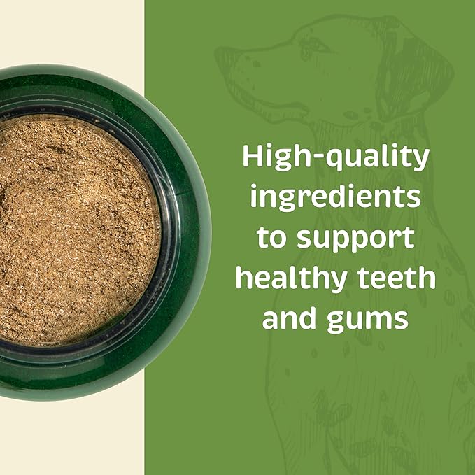 Dental for Cats & Dogs - Teeth Support Powder for Dogs & Cats - Pet Health Supplements with Calcium & Fresh Breath Support - Dental Care for Plaque & Tartar - 165 g