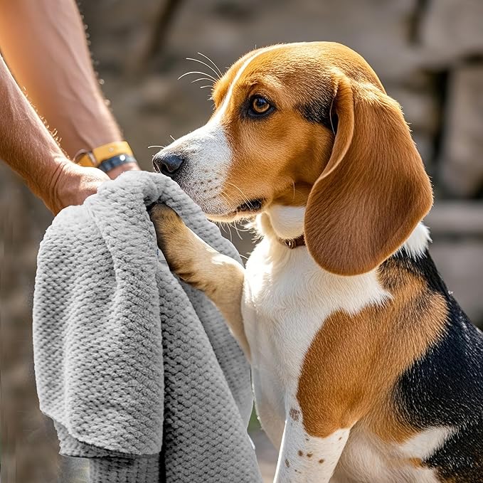 Extra Large Dog Towel - Microfiber Ultra-Absorbent & Fast-Drying for Large Dogs, Pet Bath, Grooming, Swimming - 40x24 Inch-Grey- 1-Pack