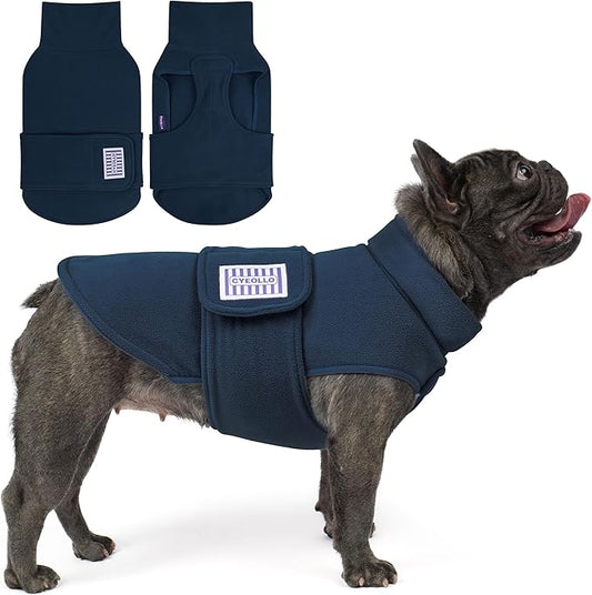 cyeollo Small Dog Sweater, Fleece Dog Sweaters Turtleneck Vest Soft Puppy Sweatshirt Stretchy Pet Fall Autumn Coat Warm Winter Clothes for Small Dogs Boy, Navy L