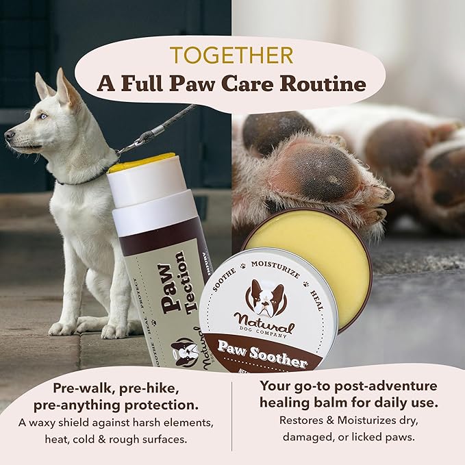 Natural Dog Company Paw Soother Balm & Wax 1 oz Tin – Restorative Paw Repair with Coconut Oil, Vitamin E & Calendula – Heals Dry, Cracked Paws, Lick-Safe, Protects from Extreme Weather