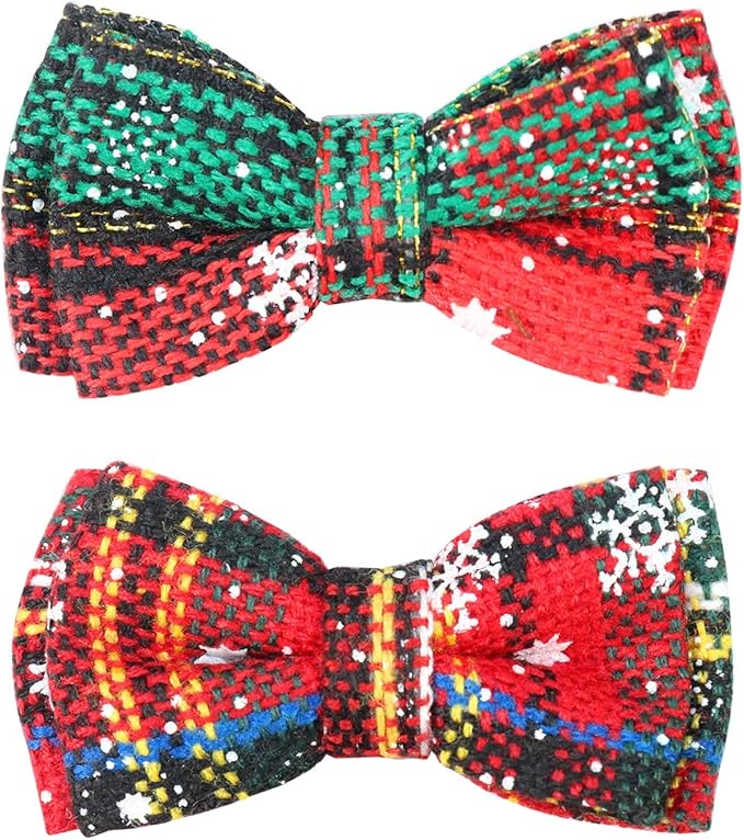 Joytale Upgraded Christmas Cat Collar with Bells, Breakaway Cat Collars with Bow Tie, 2 Pack Girl Boy Safety Plaid Kitten Collars, Christmas Red+Green
