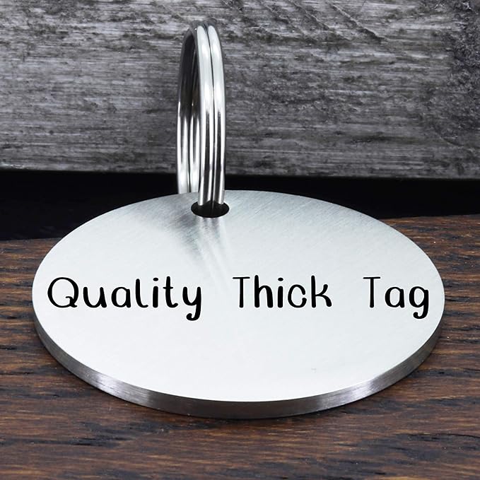 Ultra Joys Stainless Steel Pet ID Tags - Personalized Front and Back Engraving, Round Tag Vine Design, Silver Small