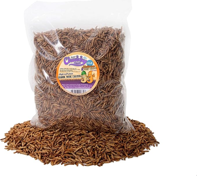 2lb Chubby Mix Mealworm & Black Soldier Fly Larvae Combo. Non-GMO Dried Insects for Chickens – High Protein Chicken Feed Meal Worms for Wild Birds & Chicken Treats for Laying Hens