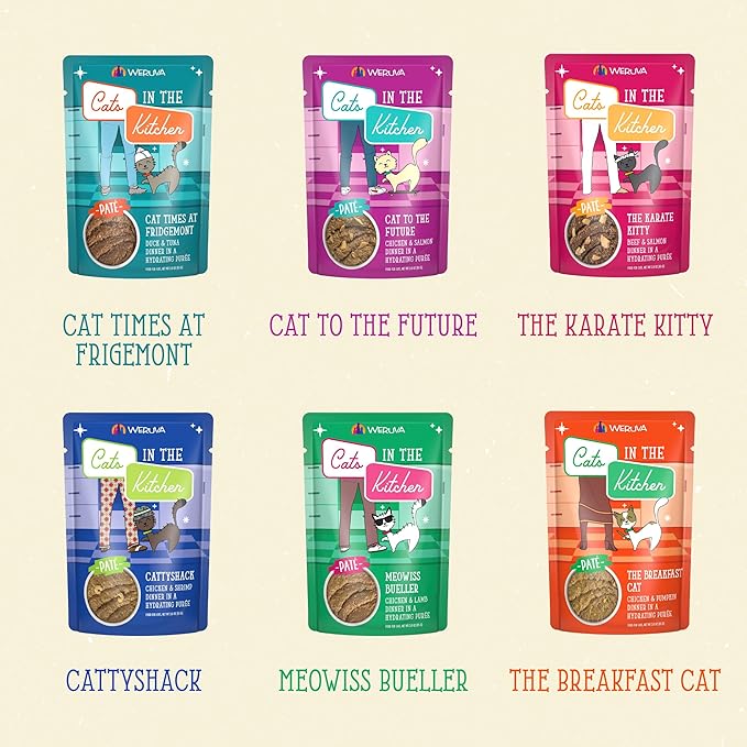 Weruva Cats in The Kitchen Slide N' Serve The Brat Pack Variety Cat Food Pouches 3 Ounce (Pack of 12)