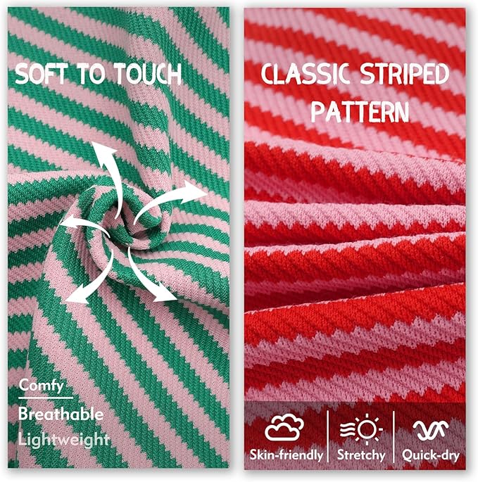 KYEESE 2Pack Dog Shirts Striped for Small Pups Soft Stretchy Pet T-Shirts Lightweight Puppy Tank Top Sleeveless Canine Vest Breathable, X-Large, Green+Pink