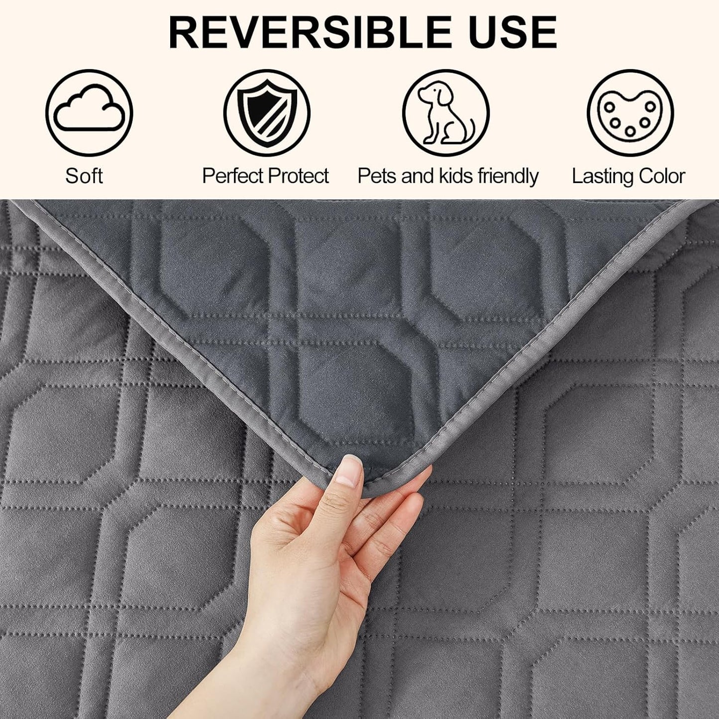 Smiry Waterproof Dog Blanket, 30x53 Inch Soft Pet Bed Cover Reversible, Washable Sofa Couch Furniture Protector for Small Medium Large Dog Puppy Cat, Geometric, Grey/Dark Grey