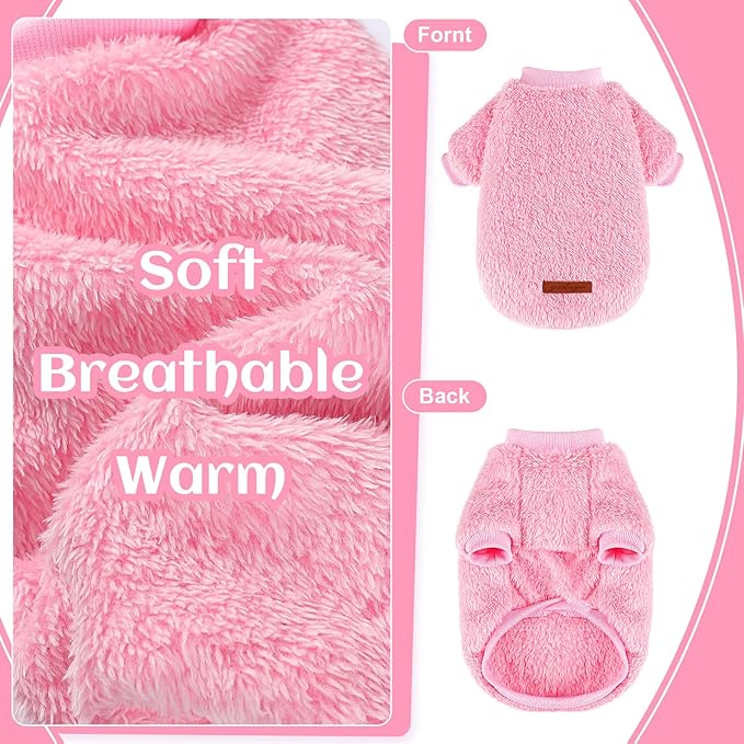 Dog Sweater Sweaters for Small Dogs Girl Purple Fleece Clothes Winter Soft Thickening Warm Puppy Boy Teacup Yorkie Chihuahua (S,Pink)