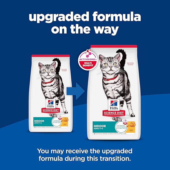 Hill's Science Diet Indoor, Adult 1-6, Easy Litter Box Cleanup, Dry Cat Food, Chicken Recipe, 15.5 lb Bag