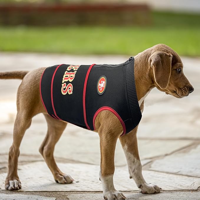 NFL SAN Francisco 49ERS Dog Anxiety Shirt Calming Soothing Solution Vest for Dogs/Cats with Anxiety, Fears, Fireworks, Loud Noises, Dark, Lonely Keeps Dogs Calm Feeling Safe, Relaxing Jacket, X-Small