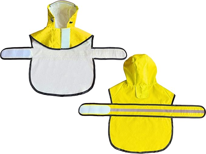 Dog Raincoat Waterproof Reflective Slicker - Lightweight Breathable Hooded Poncho Rain Coat Jacket with Adjustable Belly Strap and Leash Hole for Small Medium Large Dogs (X-Large, Yellow)