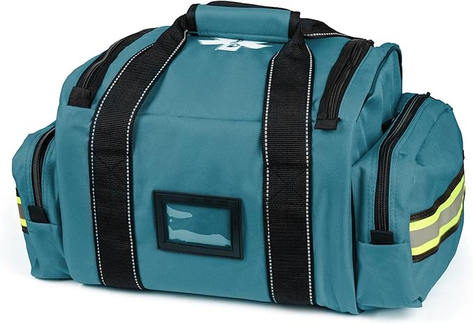 Scherber Fully-Stocked First Responder Bag | Professional EMT/EMS Trauma & Bleeding Medical Kit | HSA/FSA Approved | CAT Tourniquet, HyFin Chest Seal, Israeli Bandage & 250+ First Aid Supplies (Blue)